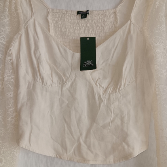 lace blouses, white, size M, long sleeves, WILD FABLE brand - Picture 6 of 7